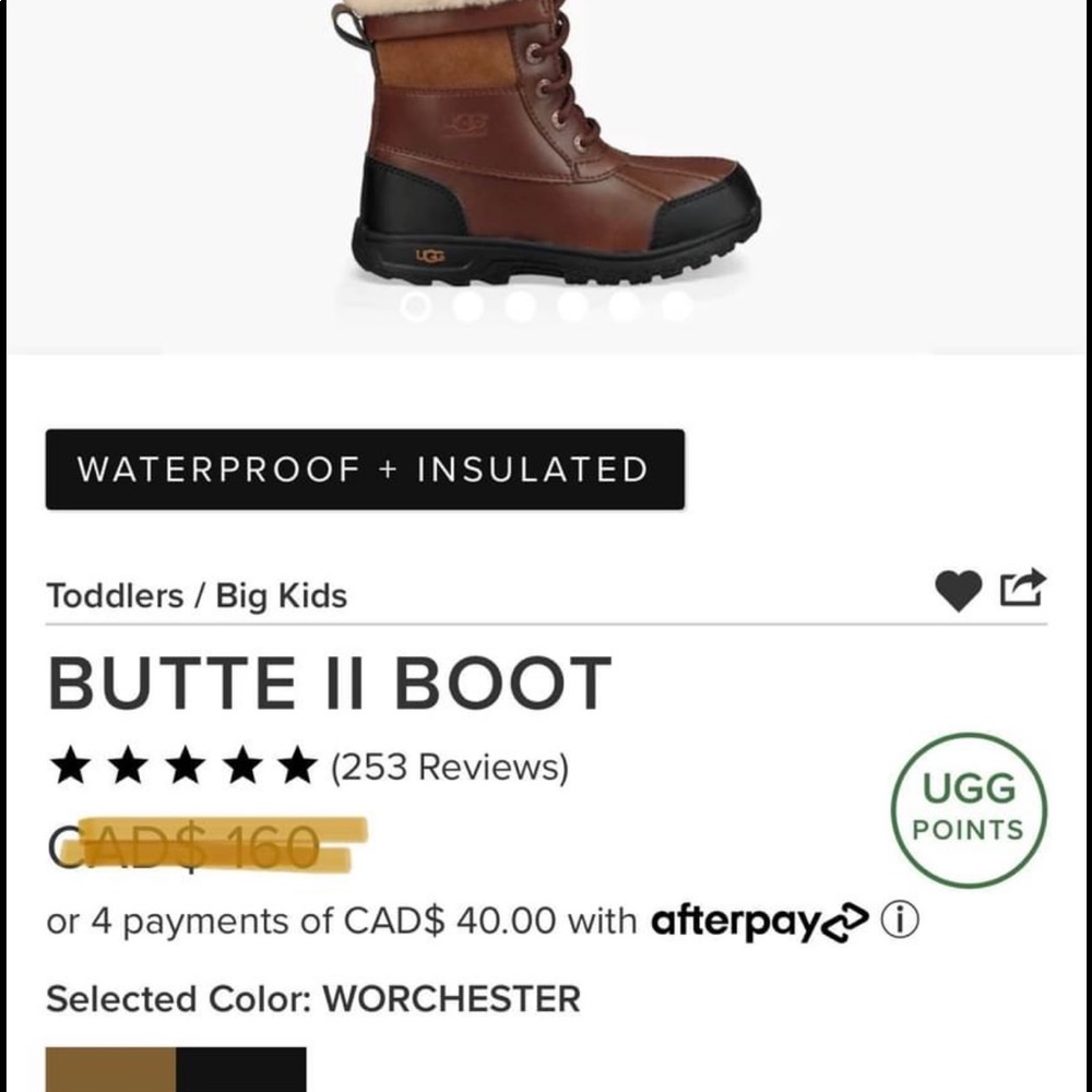 Brand New UGG winter boots; kids size 1 .
